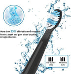Replacement Toothbrush Heads Compatible with fairywill Electric Toothbrush, Model FW-507/FW-508/2011/959/917/551, D1/D3/D7/D8, W Shape Design Planted with Nylon Bristle (12 Pack - Black)
