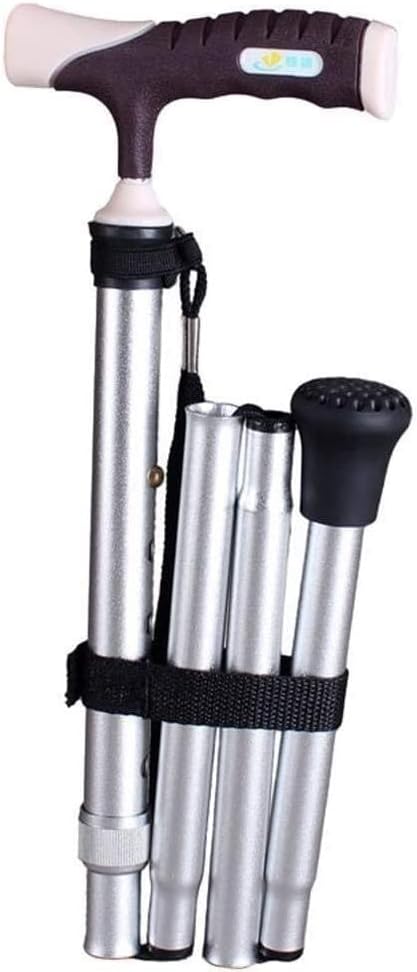 GeRRiT Crutch for The Elderly Folding Walking Stick for The Elderly Safe Additional Scales, Height Adjustable Aluminum Ladder, Crutches for The Elderly Man Woman Man W Decorate, Silver B