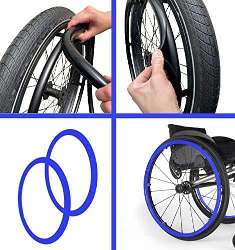 Wheelchair Push Rim Covers, 24inch Non-Slip Wheelchair Push Rim Grips, 1 Pair Silicone Wheelchair Hand Push Cover, Rear Wheel Grips Cover, Wheelchair Accessories, Blue