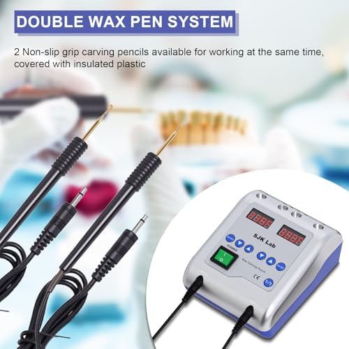 Dental Electric Wax Carver with Wax Carving Pen Knife for Dental Lab Equipment Jewelry Wax Work, Dual-Pen Dentist Waxing Carving Pencils Handheld with 6 Wax Tips
