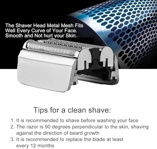 83M Replacement Shaver Head Compatible with Braun Series 8 Electric Shaver Wet and Dry,83M Replacement Foil & Cutter for Braun S8 Replacement Head Electric Razor Blades 8467 8370cc 8340s