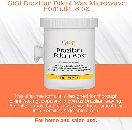 Gigi Brazilian Bikini Wax Microwave Formula, Painless, Residue-Free Hard Wax for Coarse Hair, Perfect for Sensitive Areas, 8 Oz, 1-Pack