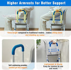 Lumizone Portable Toilet Chair for Elderly Adjustable Bedside Commode with Armrests & Sliding Bucket 5-Level Height Odor-Proof Double Lid Non-Slip Feet Supports 220 lbs, Lightweight for Home/Travel