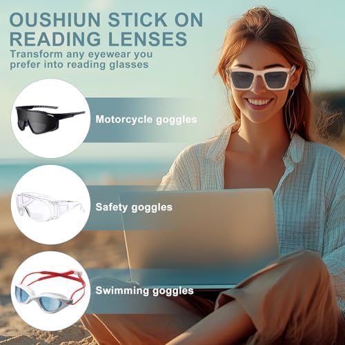 Stick-on Readers, Bifocal Reading Lenses for Sunglasses & Goggles, Reusable, No Water or Adhesive Needed