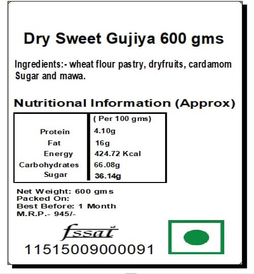 Ghasitaram Gifts Dry Sweet Gujiya 600 gms