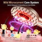 3-in-1 Electric Scalp Massager with Hair Oil Applicator, Red & Blue Light Modes, Vibrating Massage Tool for Scalp/Face/Body Relaxation, Portable Hair Brush, Scalp Massage Comb for Home & Travel