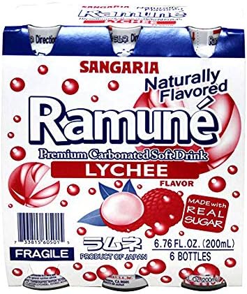 Sangaria Ramune, 6.76 Fluid Ounce (Lychee, 18 Bottles)