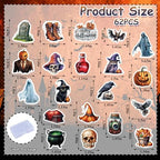 62PCS Edible Halloween Cupcake Toppers Wafer Paper Pumpkin Skull Ghost Cake Decoration Trick or Treat Cupcake Picks for Halloween Eve Theme Party Birthday Decor Supplies