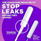 Tampax Radiant Tampons Light Absorbency with BPA-Free Plastic Applicator and LeakGuard Braid, Unscented, 28 Count