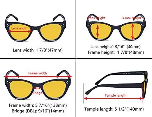 Eyekepper 4 Pack Oversized Blue Light Filter Glasses Women Cat Eye Computer Reading Glasses Amber Tinted +1.00