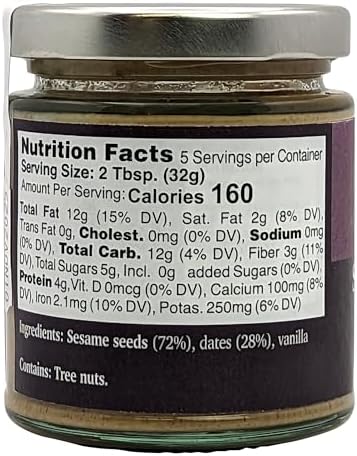 Nutural World - Sesame and Dates spread 6 Oz (170g) Great Taste Award winner