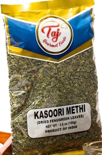 TAJ Kasoori Methi, Dried Fenugreek Leaves Pouch | 100g (3.5oz)