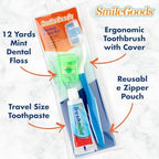 Adult Dental Care Kit, Travel Size Bundle w/Toothbrush with Cover, Toothpaste, and Floss, TSA Compliant Oral Care Kit