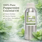 Peppermint Essential Oil – 100% Pure Mentha Piperita – GreenHealth – 8 fl oz (237 ml) Aluminum Bottle with Plug Cap – Aromatherapy, Diffusers, DIY, Candles, Fresh Home Scent