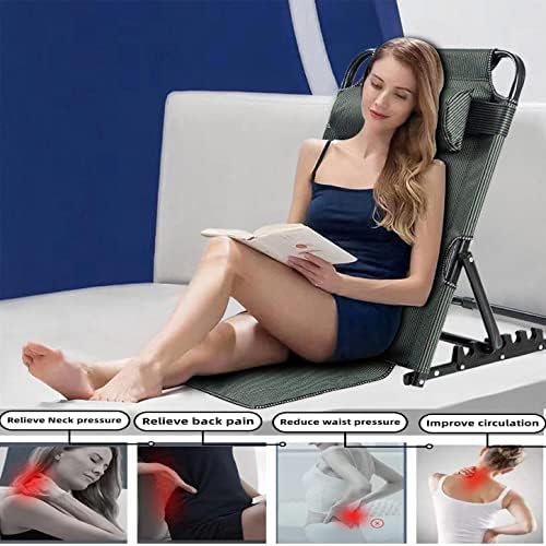Adjustable Bed Backrest Large Size Bed Chair - Lifting Back Rest Support 8 Gears with Headrest Pillow for Reading, Queen Size Foldable Bed Frame Wedge for Elderly, Patient Sitting Up