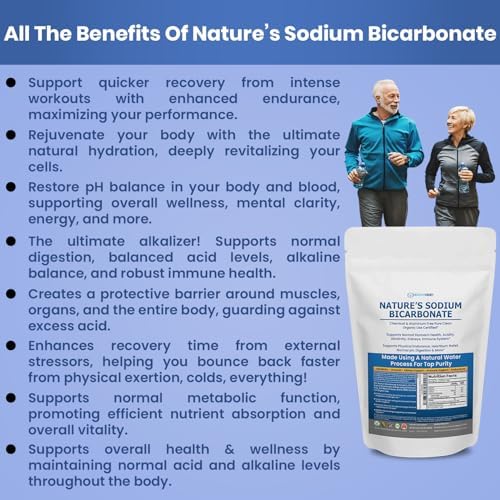 Nature’s Sodium Bicarbonate Organic Use Aluminum Free Baking Soda. No Chemical Pure Baking Soda Powder For Health & Wellness. Sodium Bicarbonate 1lb