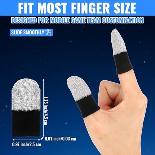 Sibba 16 Pieces Finger Sleeves for Mobile Gaming 0.3mm Extremely Thin Carbon Fiber Thumb Sleeve, Seamless Touchscreen Gaming Gloves Smooth Feel Anti Sweat & Slip Finger Covers Fit Phone Tablet Devices