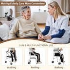 Standard Walker,Aluminum Folding Lightweight Walkers with Seat Support up to 300lbs,Adjustable Height with 5-inches, 2-Wheels Narrow Walkers for Seniors&Handicapped,Black,YMX8236XC