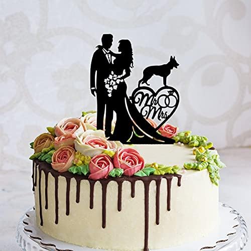 Couple Wedding Cake Topper Bride And Groom With German Shepherd Dog Cake Topper Custom Dog Pet Topper Personalized Wedding Topper Bride Cake Topper Ideal Gift for Wedding Anniversary