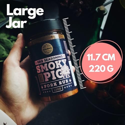 Smoky Pig BBQ Pork Rub - 100% Natural Seasoning - Perfect Blend Of Spices For Smoky BBQ And Grill Pork Dishes - Large Jar (220g)