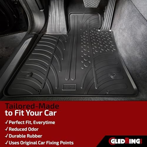 Gledring USA Custom Fit All-Weather Rubber Floor Mats Intended for Hyundai Accent 2006-2011, No Trimming Required, Tailored Custom Fit, Protects from Rain, Mud, and Snow.