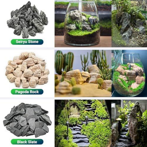 Natural Rocks Slate Stone 1-2.5 Inches Decorative Stones for Miniature Landscaping,Fairy Gardens,Bonsai,DIY Crafts,Aquariums & Reptile Terrariums-1lb