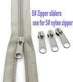 Leekayer 50PCS #5 Gray Pulls for Nylon Coil Zippers Metal Zipper Sliders for Jacket Luggage Purses Bags Bulk(Gray) Metal Slider for Zipper