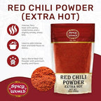Spicy World Red Chili Powder Extra Hot 28oz (800g) JUMBO Value Pack - Just a Pinch Needed - Beautiful Color, Natural, Ground Red Chilies Powder, Authentic from India