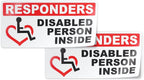 First Responders Disabled Person Inside Sticker Decal (4" x 2", 2 Pieces) - Protect Your Family by Flippin Stickers