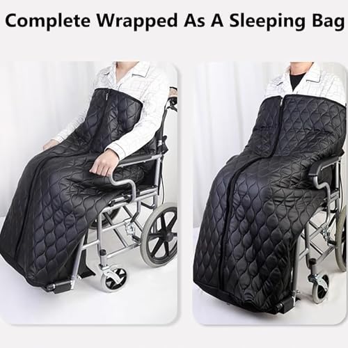 Winter Thicken Wheelchair Warm Blanket, Waterproof Windproof Fleece Lined Cozy Leg Cover with Zipper for Leg Lower Body Warm for Elderly Patients and Disabled