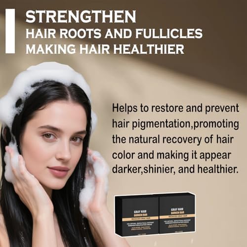 2-Pack Gray Hair Reverse Bar Black Soap for Beard & Hair Darkening and Deep Cleaning Natural Solid Shampoo for Normal to Oily Hair