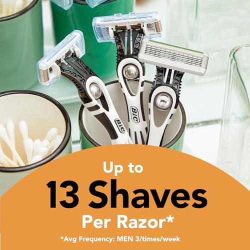 BIC Flex 5 Sensitive Men's Disposable 5-Blade Razors, Comfortable Shave, 5-Pack