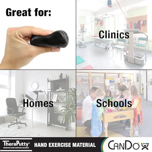 CanDo Theraputty Plus Hand Exercise Putty for Rehabilitation, Exercises, Hand Therapy, Hand Strengthening, Stress Relief - Black 4 oz X-Firm