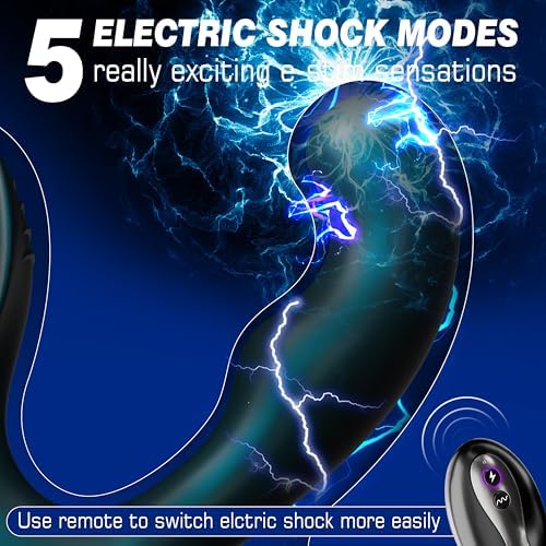 Prostate Massager Vibrating Butt Plug Anal Toy, Estim Anal Vibrators Male Sex Toy with 5 Electric Shock & 10 Vibrating Modes, Remote Control Prostate Vibrator Anal Dildo Adult Toys for Men Gay Women