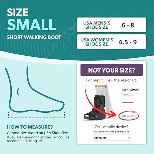 BraceAbility Short Walking Boot - Orthopedic Medical Walker Cast for Broken Toe Injuries, Sprained Ankles, Metatarsal Stress, Post-Op Support Left or Right Foot Fracture Shoe Fits Men and Women (S)