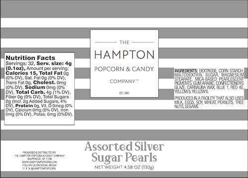 Silver Sprinkles Pearl Sugar 4.58 oz, Silver Pearls For Cake Decorating