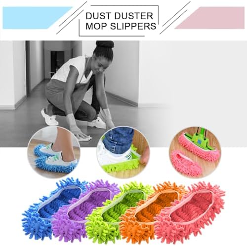 Cosywell Large Size 5 Pairs 10 PCS Shoes Cover for Mop Slippers Dusting Mop Shoes for Floor Cleaning House Washable（L）