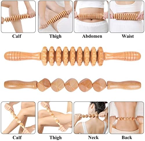 Komogir Wood Therapy Massage Tools 5-in-1 Lymphatic Drainage Massager Maderoterapia Kit Wooden Massager Body Sculpting Tools for Muscle Pain Relief, Anti-Cellulite, Body Contouring and Shaping
