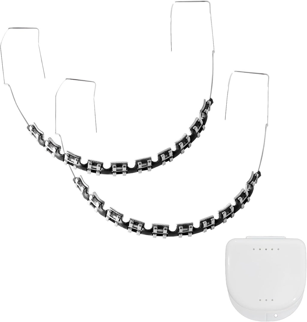 Temporary Clip on Teeth, Fake Braces Kit with Brackets & Wire, Suitable for Orthodontists to Explain and Practice for Dental Students - Brackets Falsos Para Dientes(Black)