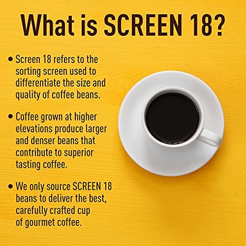 Screen 18 Specialty Grade Premium Kenya AA Ground Coffee, Single Origin, Medium Dark Roast, 1 LB