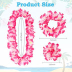 Semato 4 Pcs Hawaiian Lei Set for Luau Party Flower Leis Garland Headband Bracelets Halloween Costume Hawaiian Party Supplies