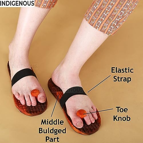 INDIGENOUS Wooden Acupressure Massager Khadau Health Care Slippers for Acupuncture or Acupressure Therapy/Therapeutic/Great Relaxing Slippers for Both Men and Women (6)