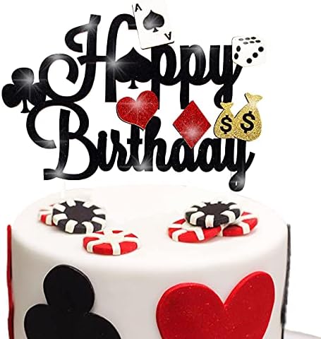 33pcs Casino Poker Party Decorations,Poker Theme Birthday Cake Cupcake Topper for Las Vegas Casino Night Poker Events Birthday Supplies Casino Poker Theme Cake Topper Food Picks Decoration Supplies