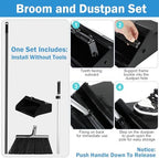 4 Set Broom and Dustpan Set 58 Inch Commercial Broom and Dustpan Combo Set Heavy Duty Lobby Dust Pan Bulk for Lobby Office Home Indoor Outdoor Cleaning Supplies