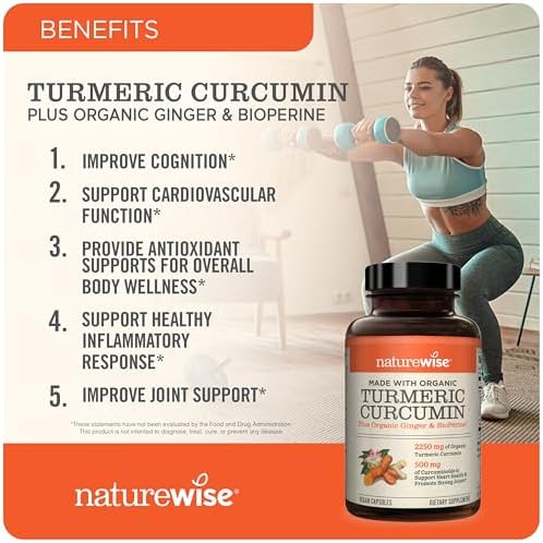 NatureWise Curcumin Turmeric & Vitamin D3 5000iu for Joint, Muscle, Bone & Immune Health Support [90 Count Each]