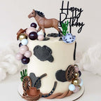 38 PCS Horse Birthday Cake Decorations，Horse Topper for Cake Set with Happy Birthday Sign Cowboy Western Cake Decor