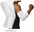 Elbow Compression Sleeve for Men - Kinesiology Compression Elbow Sleeve for Weightlifting - Elbow Sleeve for Tendonitis and Tennis Elbow Relief - Ideal for Gym, Sports (White, Medium)