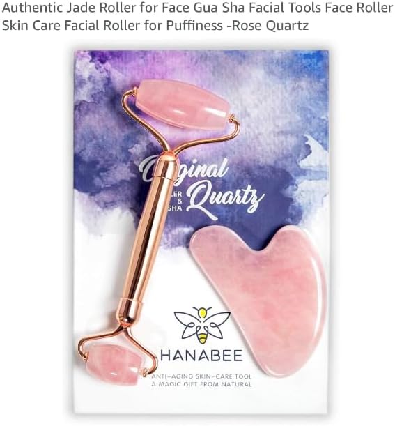 Rose Quartz Face Roller and Gua Sha Set, Natural Quartz Facial Tools for Gentle Massage, Relaxation, and Radiant Skin