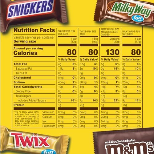Mars Snickers, M&M'S Milk Chocolate, Milky Way & Twix Fun Size Chocolate Candy Variety Pack, 75 Ct Bulk Bag (2.73 Pounds)