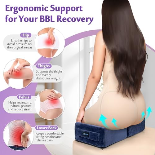 AOSSA Brazilian Butt Lift Pillow, BBL Pillow After Surgery for Butt Sitting, BBL Supplies Post Surgery, Booty Pillow for Home, Office Chair, Driving Car – Butt Lift & Recovery Foam Support Cushion